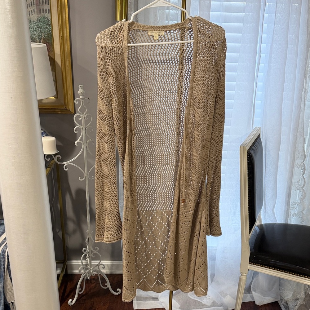 Ultra Flirt Open Knit Tan Cardigan